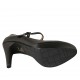 Woman's strap pump with platform in black leather heel 9