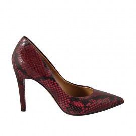 Decolté da donna in pelle stampata rossa e nera tacco 9 - Misure disponibili: 31, 33, 34, 43, 44, 45, 46