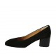 Zapato de salon a punta redonda para mujer en gamuza negra tacon cuadrado 5 - Tallas disponibles:  33, 34, 42, 43, 44, 45