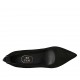 Women's pump shoe in black suede and printed leather heel 8