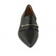 Mocasin para mujer con accesorio en piel negra tacon 2 - Tallas disponibles:  34, 42, 43, 44, 45