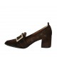 Mocassino da donna con fibbia in camoscio marrone chiaro tacco 5 - Misure disponibili: 32, 33, 42, 43, 44, 45