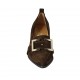 Woman's mocassin with buckle in light brown suede heel 5