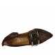 Woman's mocassin with buckle in light brown suede heel 5 - Available sizes:  32, 33, 42, 43, 44, 45
