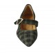 Zapato de salon para mujer en gamuza escocésa negra y verde con hebilla tacon 2 - Tallas disponibles:  33, 34, 42, 43, 45