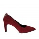 Women's pump shoe in marroon suede and printed leather heel 8 - Available sizes:  33, 34, 42, 43, 44, 46