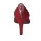 Women's pump shoe in marroon suede and printed leather heel 8