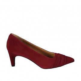 Decolté da donna in camoscio rosso scuro tacco 6 - Misure disponibili: 31, 33, 42, 43, 44, 45, 46, 47