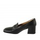 Mocassino da donna in pelle e pelle stampata nera tacco 5 - Misure disponibili: 32, 33, 34, 42, 43, 45