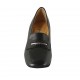 Woman's mocassin in black leather and printed leather heel 5 - Available sizes:  32, 33, 34, 42, 43, 45
