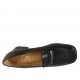 Woman's mocassin in black leather and printed leather heel 5 - Available sizes:  32, 33, 34, 42, 43, 45