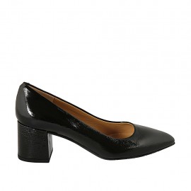 Zapato de salon para mujer en charol negro tacon 5 - Tallas disponibles:  32, 33, 34, 43, 44, 45