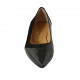 Woman's pointy ballerina shoe in black suede and patent leather heel 2