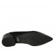 Woman's pointy ballerina shoe in black suede and patent leather heel 2