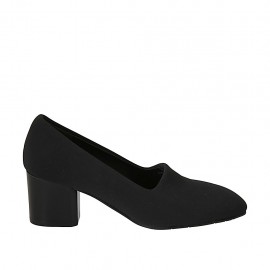 Scarpa accollata da donna in tessuto elasticizzato nero tacco 6 - Misure disponibili: 31, 32, 33, 34, 42, 43, 44, 45
