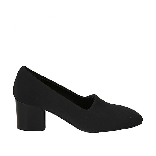 Woman's shoe in black elastic fabric heel 6 - Available sizes:  31, 32, 33, 34, 42, 43, 44, 45