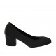 Woman's pump in black fabric and leather heel 5