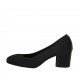 Woman's pump in black fabric and leather heel 5