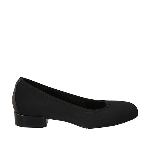 Pumpschuh für Damen aus schwarzem Stoff und Leder Absatz 3 - Verfügbare Größen:  33, 34, 42, 43, 44