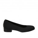 Zapato de salon para mujer en tejido y piel negra tacon 3