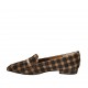 Woman's pointy loafer in plaid brown and beige suede heel 1 - Available sizes:  33, 34, 43, 44, 45