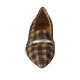 Woman's pointy loafer in plaid brown and beige suede heel 1 - Available sizes:  33, 34, 43, 44, 45