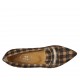 Woman's pointy loafer in plaid brown and beige suede heel 1 - Available sizes:  33, 34, 43, 44, 45
