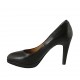 Woman's platform pump in black leather heel 9