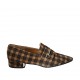Mocassino a punta da donna in camoscio marrone e beige a motivo scozzese con accessorio tacco 3 - Misure disponibili: 33, 34, 42, 43, 44, 45