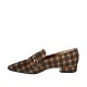 Woman's pointy loafer in plaid brown and beige suede with accessory heel 3 - Available sizes:  33, 34, 42, 43, 44, 45