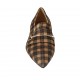 Woman's pointy loafer in plaid brown and beige suede with accessory heel 3 - Available sizes:  33, 34, 42, 43, 44, 45