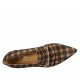 Mocassino a punta da donna in camoscio marrone e beige a motivo scozzese con accessorio tacco 3 - Misure disponibili: 33, 34, 42, 43, 44, 45
