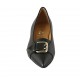 Mocassino a punta da donna con fibbia in pelle nera tacco 1 - Misure disponibili: 33, 34, 42, 43, 45
