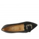 Mocasino a punta para mujer con hebilla en piel negra tacon 1 - Tallas disponibles:  33, 34, 42, 43, 45