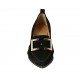 Mocasino para mujer con hebilla en gamuza negra tacon 5 - Tallas disponibles:  32, 33, 34, 42, 43, 44, 45