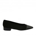Zapato bailarina para mujer en gamuza y piel imprimida negra tacon 2