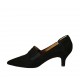 Zapato cerrado para mujer con elasticos en gamuza negra tacon 5 - Tallas disponibles:  32, 34, 42, 43, 44, 45