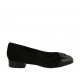 Zapato de salon para mujer en gamuza y charol negro con hebilla tacon 3 - Tallas disponibles:  33, 34, 42, 43, 44, 46