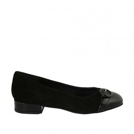 Escarpin pour femmes en daim et cuir verni noir avec boucle talon 3 - Pointures disponibles:  33, 34, 42, 43, 44, 46