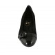 Woman's pump in black suede and patent leather with buckle heel 3