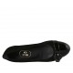 Zapato de salon para mujer en gamuza y charol negro con hebilla tacon 3 - Tallas disponibles:  33, 34, 42, 43, 44, 46