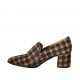 Woman's pointy loafer in plaid brown and beige suede heel 6 - Available sizes:  33, 42, 43, 44, 45