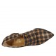 Woman's pointy loafer in plaid brown and beige suede heel 6 - Available sizes:  33, 42, 43, 44, 45