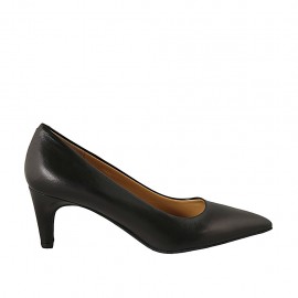 Escarpin à bout pointu pour femmes en cuir noir talon 6 - Pointures disponibles:  31, 33, 34, 43, 44, 45, 46, 47