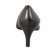 Women's pointy pump in black leather heel 6