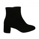 Botines para mujer en gamuza negra con cremallera tacon 6