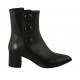 Woman's pointy ankle boot with zipper and buttons in black leather and printed leather heel 6