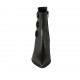 Woman's pointy ankle boot with zipper and buttons in black leather and printed leather heel 6