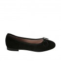 Ballerine avec noeud pour femmes en daim noir talon 1