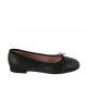 Woman's ballerina shoe with bow in black leather heel 1 - Available sizes:  33, 34, 42, 43, 45
